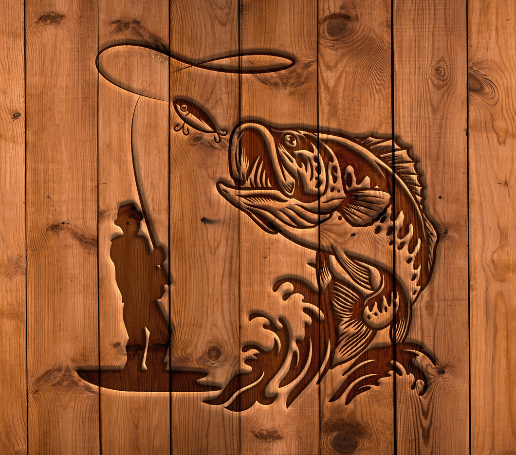 Wood grain fish seamless tumbler print - Glitz ‘N’ Glam