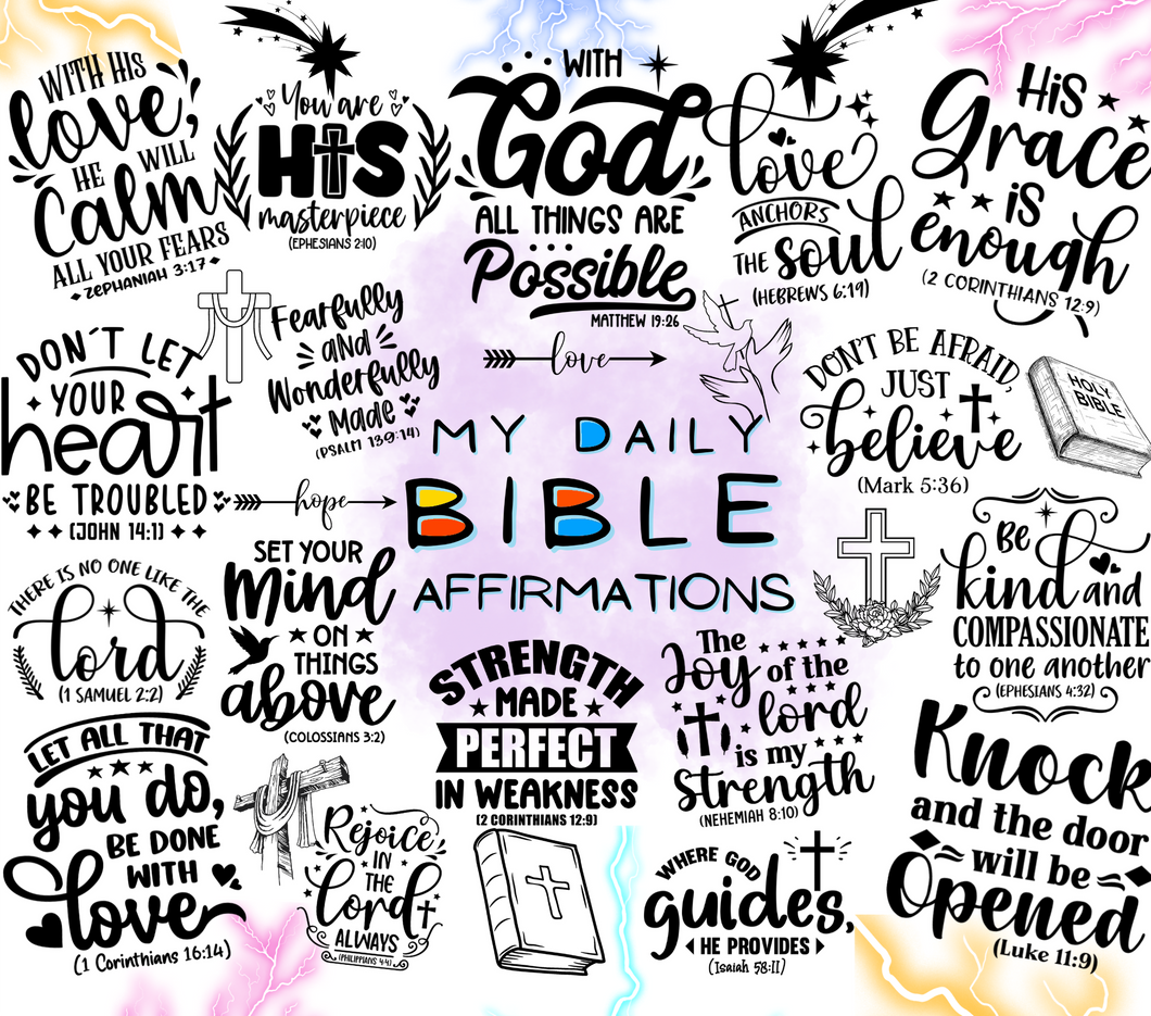 Daily affirmations seamless tumbler print - Glitz ‘N’ Glam