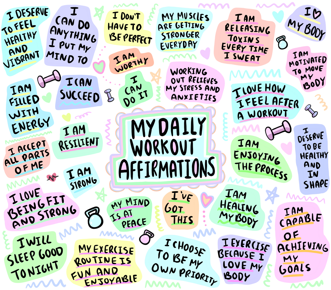 Workout affirmations seamless tumbler print - Glitz ‘N’ Glam