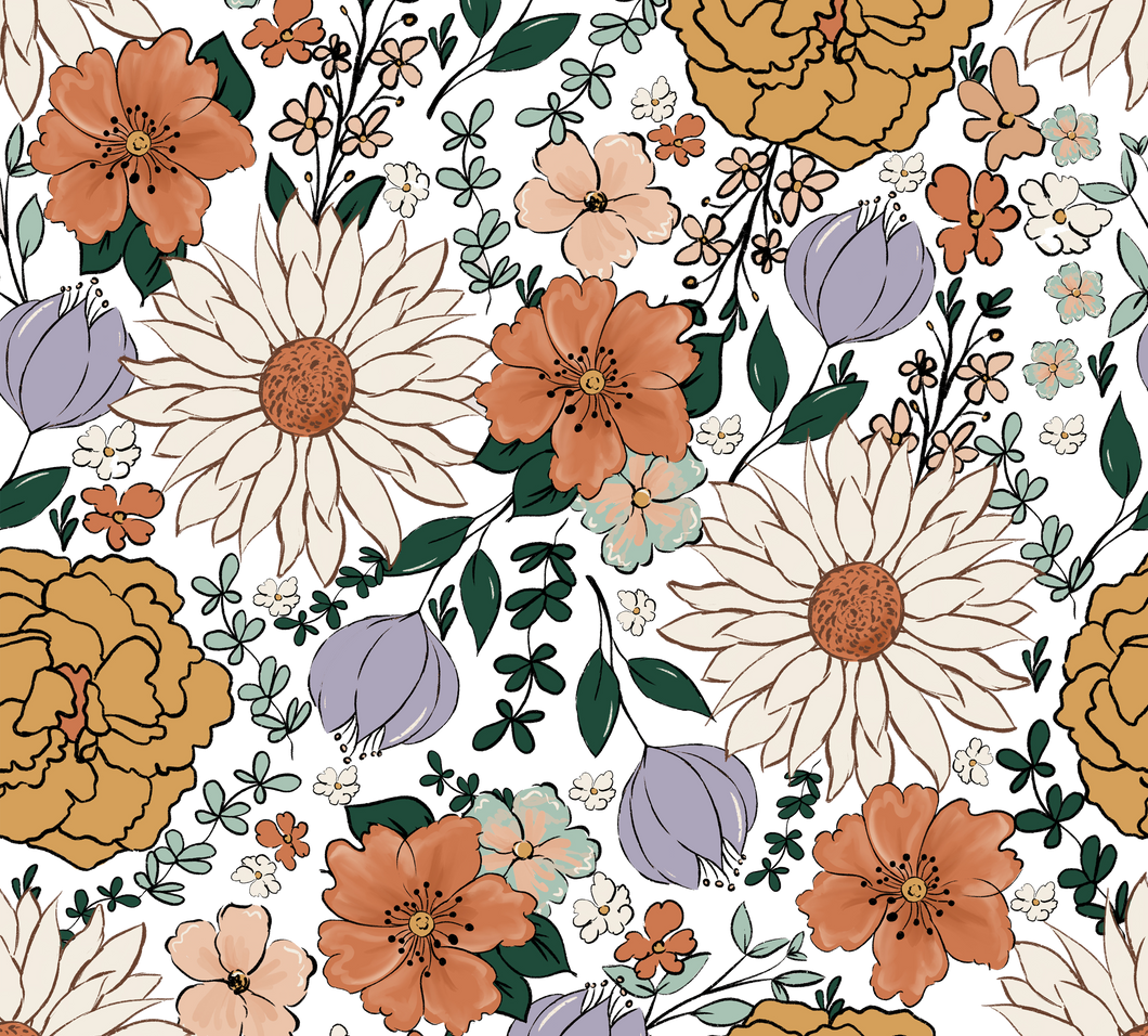 Retro Flower Seamless tumbler print - Glitz ‘N’ Glam